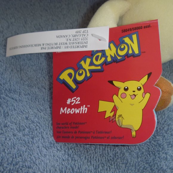 **2 FOR $60**  1998 Pokemon Plush - Meowth (NWT) - Picture 3 of 3